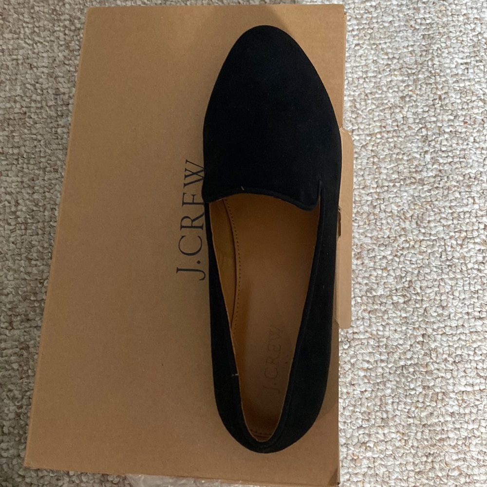 New JCrew Black suede loafers Size 8.5